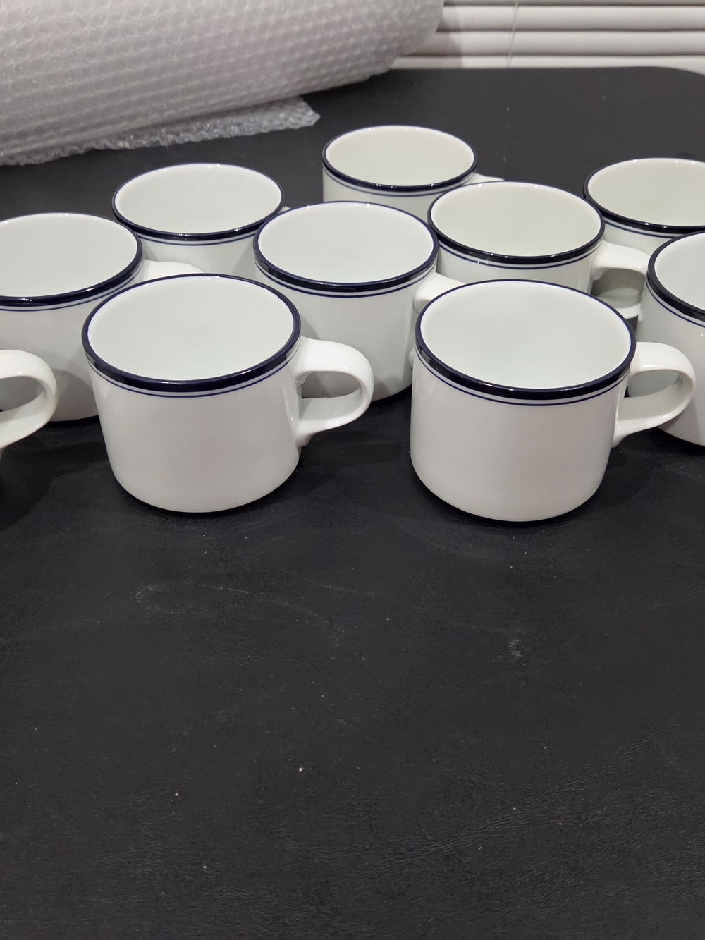 Dansk Concerto Allegro TL Mugs with Navy Blue Rim - Set of 10